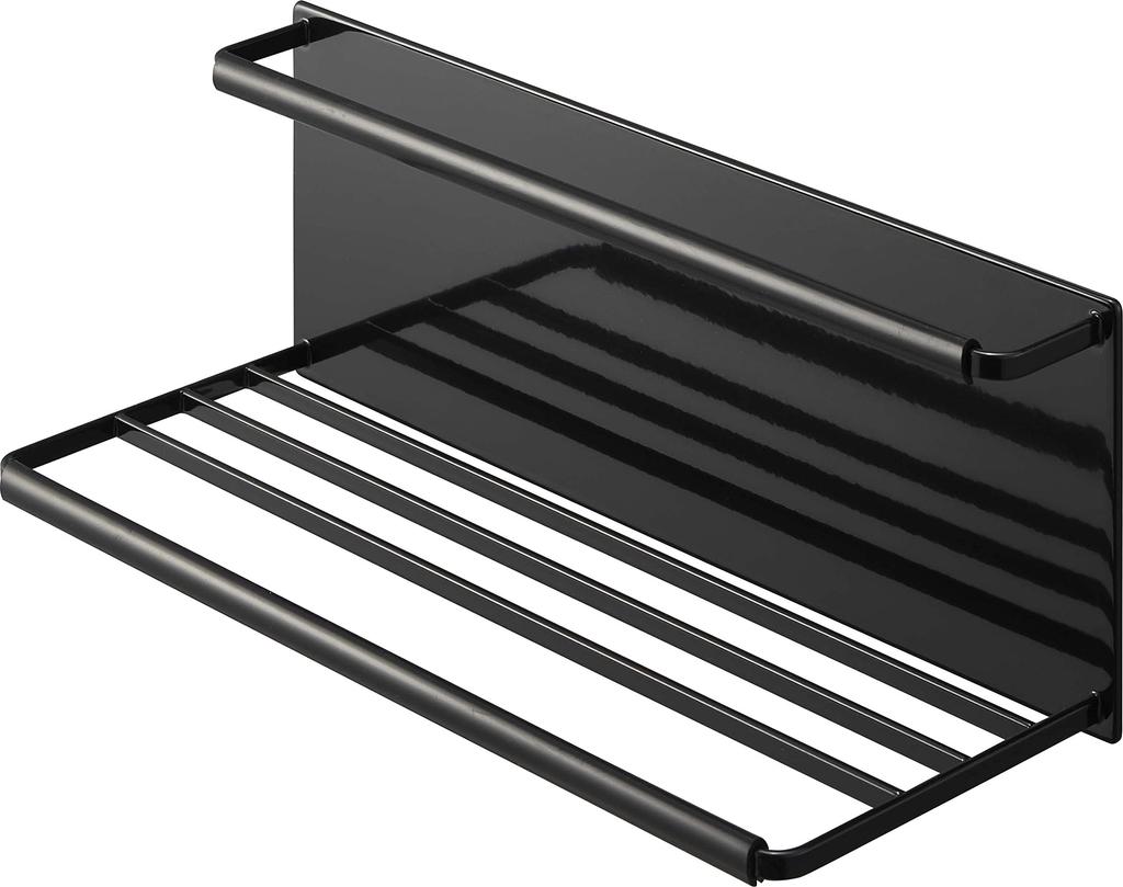 Yamazaki Jitsugyo magnetický široký držák na láhve L Černá Přibl. Š33 x H12,5 x V11,5 cm Věžový odkapávací panel Kuchyňský panel pod dřez Snadná instalace 8061
