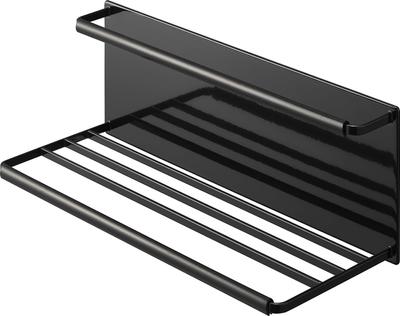 Suporte magnético para garrafas Yamazaki Jitsugyo, tamanho L, preto, aprox.. Painel de drenagem de torre para cozinha sob a pia, L33 x P12,5 x A11,5 cm, fácil instalação 8061