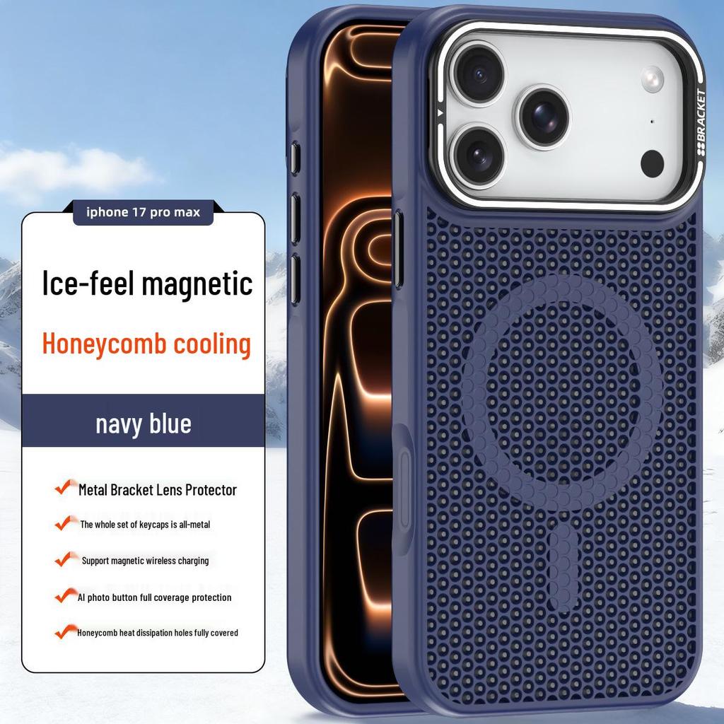 Custodia Magnetica con Dissipazione del Calore a Nido d'Ape per iPhone 16 Pro Max, Compatibile con Obiettivo Apple 15 e Supporto a Rete 14
