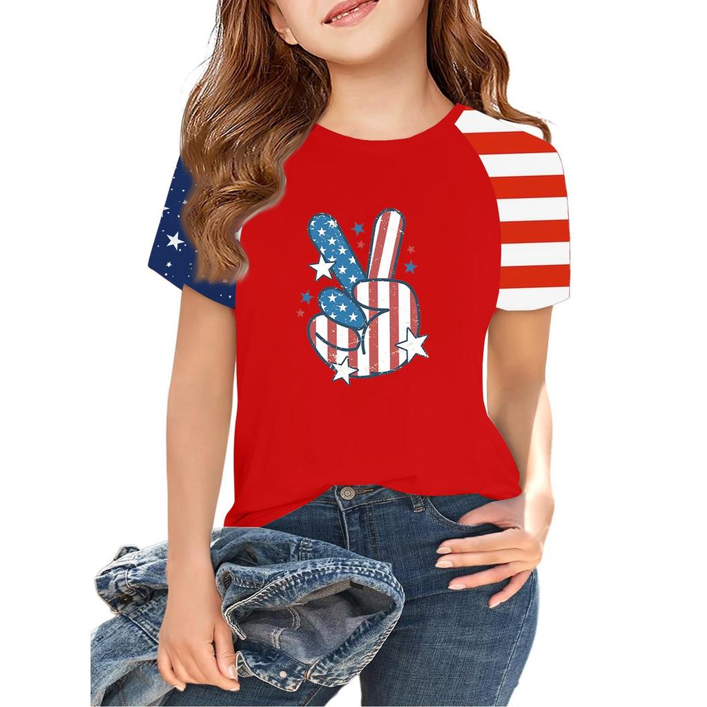 Tops For Youth Kids Boy And Girls 2-10 Years Round Neck Short Sleeve Trendy Tops
