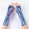 1 Paar Gotische Cosplay Halloween Bühnenperformance Party Armstulpen Meerjungfrau Fischschuppenmuster Fingerlos Lange Handschuhe Für Damen
