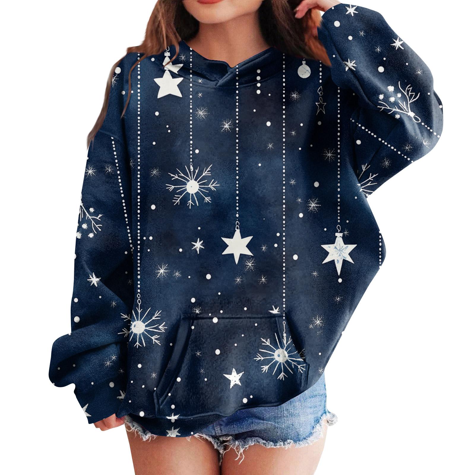 

Толстовки для девочек-подростков, худи с длинным рукавом и кулиской, милые худи оверсайз на Рождество 120