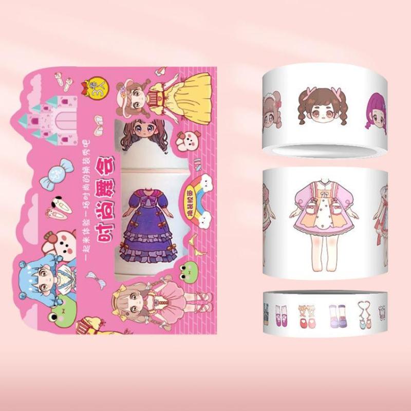 Cute Princess Dress Up Waterproof Sticker Girl Cartoon Washi Tape Set Cute Children'S Handbook Character Decoration Sticker