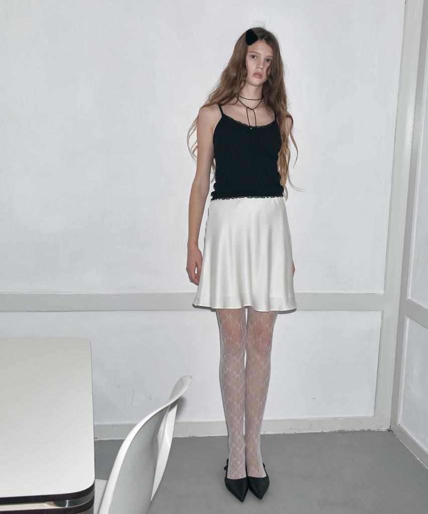 Soire Satin Mini Skirt - Ivory