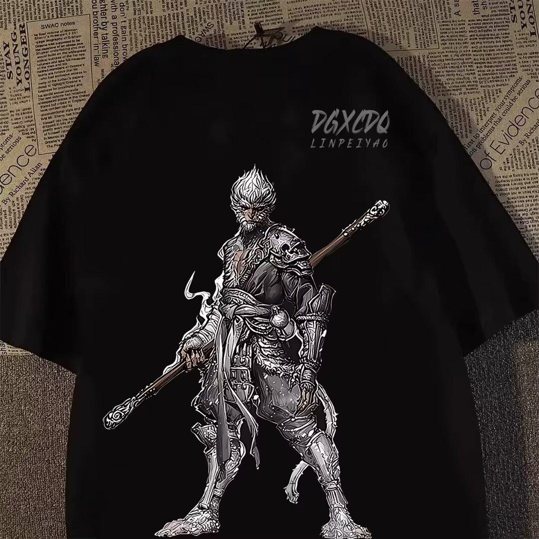 

Летняя футболка унисекс с коротким рукавом и принтом Black Myth Wukong 2XL абрикосовый