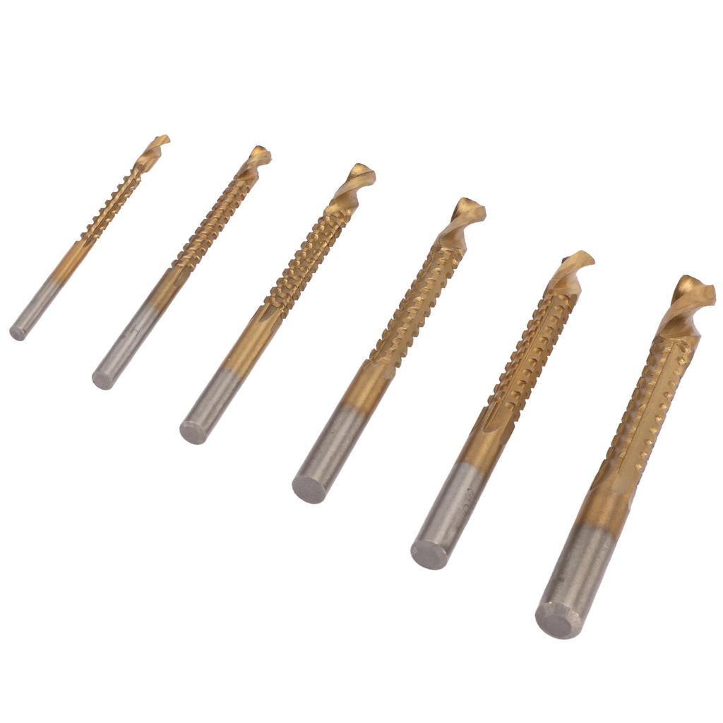 6 Pcs Spiral Saw Drill Bit 3 To 8mm HSS Serrated Side Cutting Drill Bits for Wood Metal Plastic