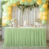 Chiffon Table Skirt for Baby Shower Tulle Ruffle Table Cloth for Wedding Birthday Party Bridal Shower Cake Table Decorations