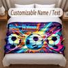 Soccer Theme Soft Blanket Personalized Custom Name Text Print Warm Blanket Home Sofa Bedroom Decor