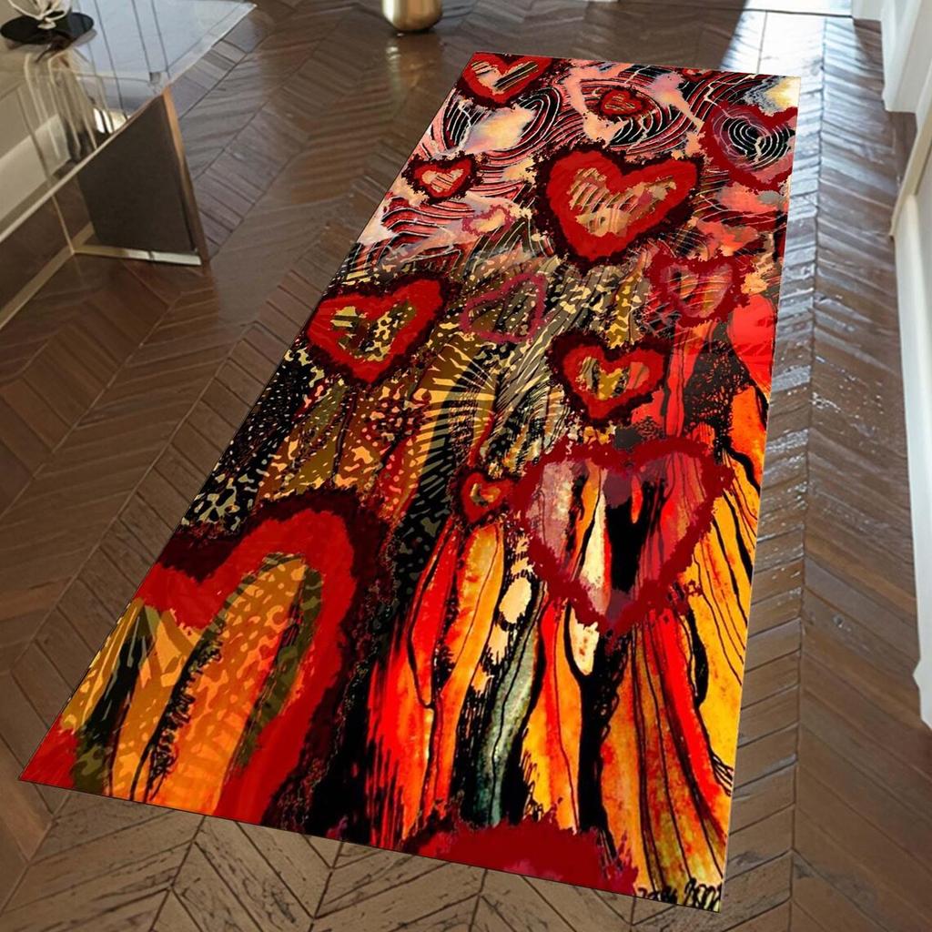 Leopard Red Lips Runner Rug Abstract Love Valentine's Day Carpet Valentine's Day Romantic Atmosphere Home Decoration Carpet