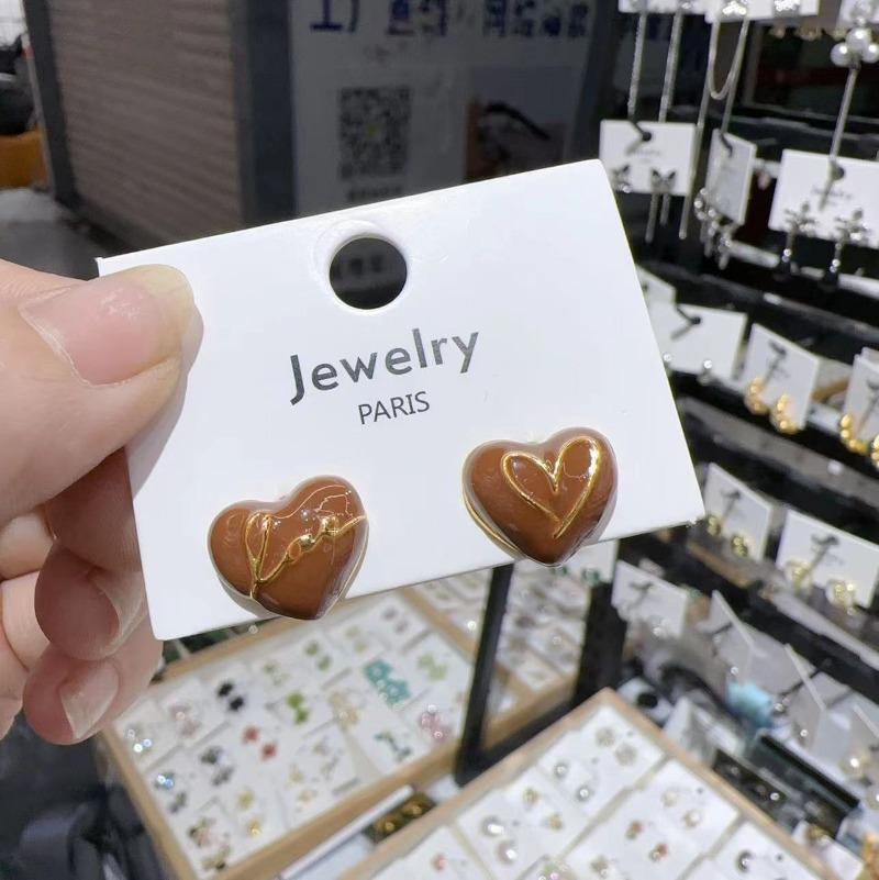 Vintage Drip Oil Bow Heart Stud Earrings for Women Girls Exquisite Metal Geometric Love Temperament Earrings Wedding Jewelry
