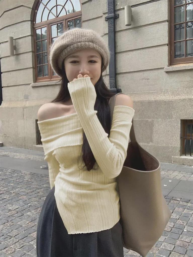 Women's Sexy One-Shoulder Long-Sleeve Slim Fit Top