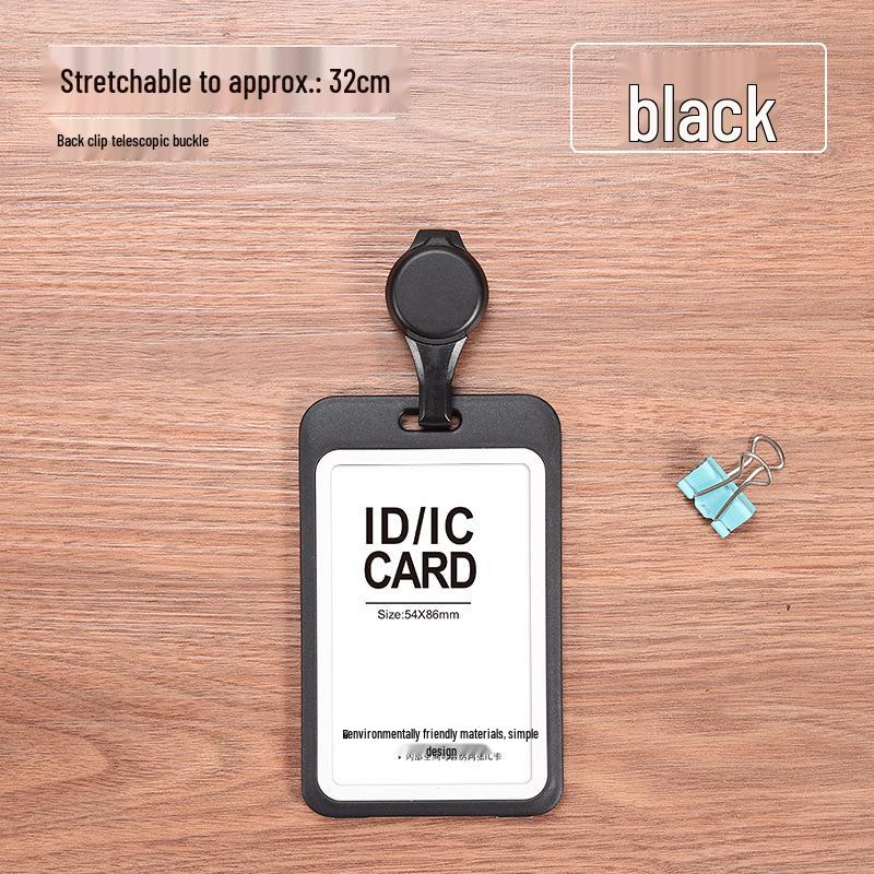 Double-Sided Transparent Retractable Badge Holder with Lanyard and Safety Buckle.
