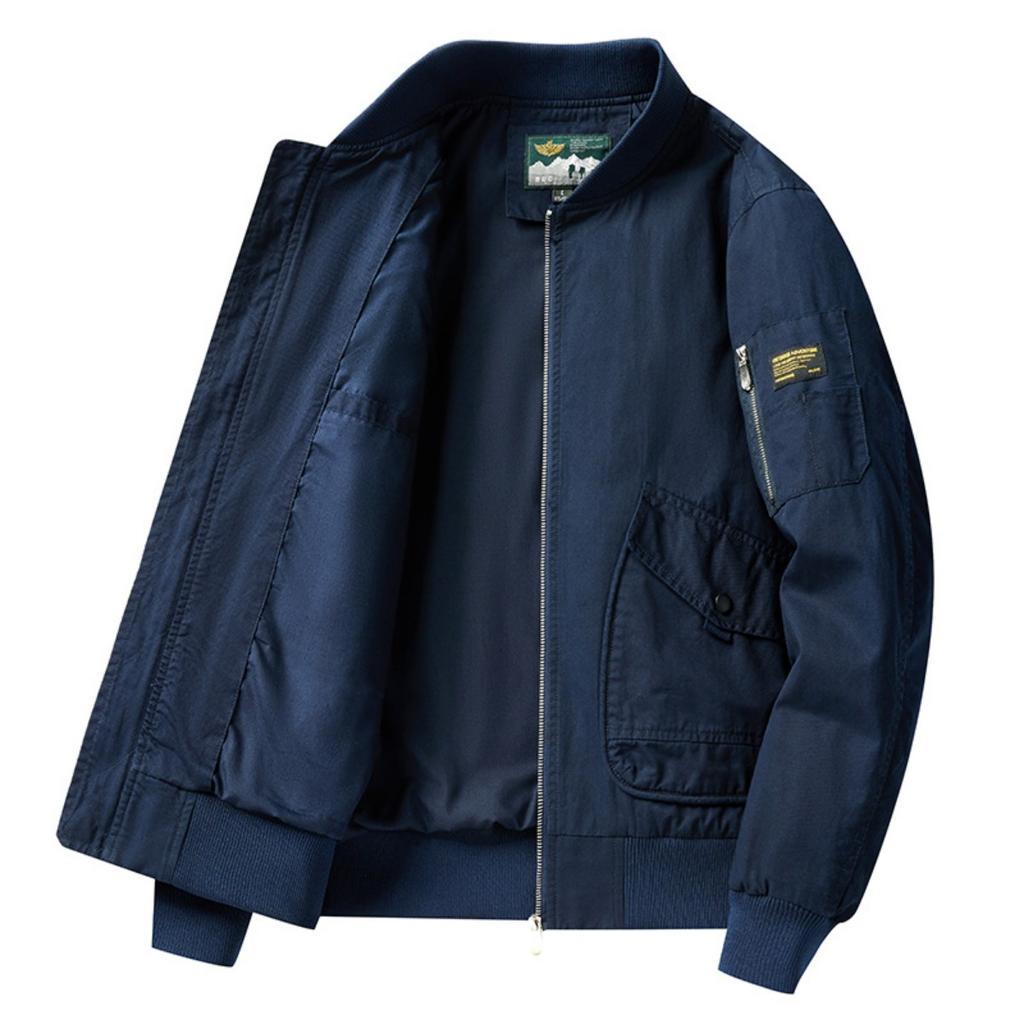 Spring New Washed 100% Cotton Men's Aviator Jacket Fashion Casual Baseball Bomber Jacket Streetwear for Men