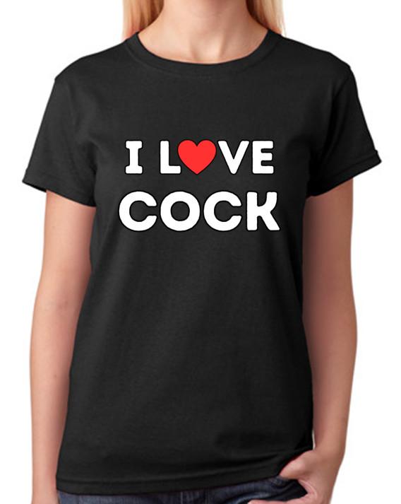 I Love Cock Bold T-Shirt Adult Humour Ladies Funny Rude Statement Graphic Tee L