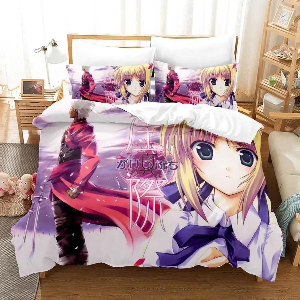 

Soft Classic 3D Print Anime FateStay Night Unlimited Blade Works Cartoon three piece Adult Kid Bedroom Duvetcover Sets Quilt Comforter (quilt)-EU Single(135*200cm)3pcs