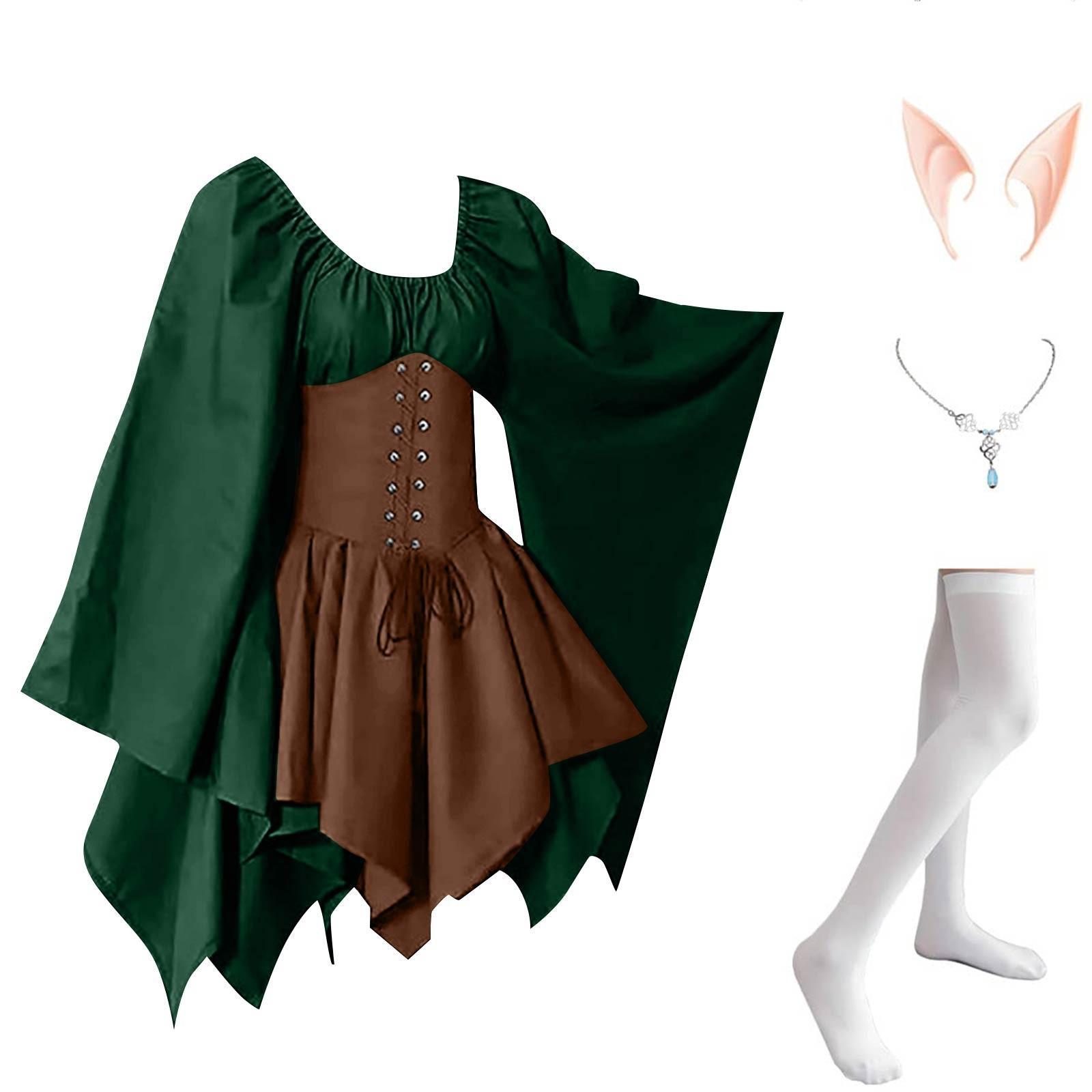 

Женское модное винтажное платье с длинным рукавом, вечернее вечернее вечернее платье для косплея XXL зелёный