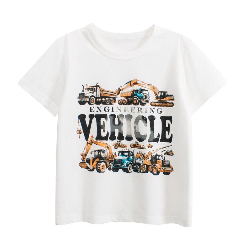 27Kids Children's Clothing Summer Kidsren's Car Short-Sleeved T-Shirt Boys' Round Neck Tops Baby Boys' Pure Cotton Clothes Summer Clothes