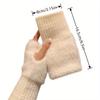 Women's Winter Half Finger Furry Gloves with Solid Color Insulation and Plush Long Sleeves for Daily and School Wear