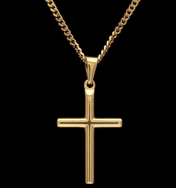 Gold Farbe Edelstahl Kreuz Anhänger Halsketten Männer Hiphop /Rock Mode Vintage Halskette Männlichen Schmuck Geschenke Drop Verschiffen