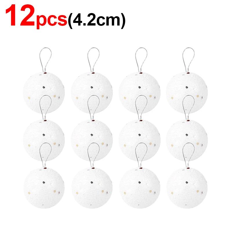 4/6/8cm White Christmas Balls Ornaments Xmas Tree Hanging Pendant Round Foam Snowball New Year Wedding Party Home Decoration