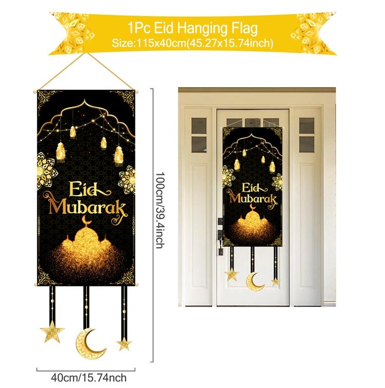 Eid Mubarak Dekobanner 2026 Kareem Ramadan Deko für Zuhause Ramadan Mubarak Hängende Flagge Islamische Muslimische Party Deko Eid Al Adha