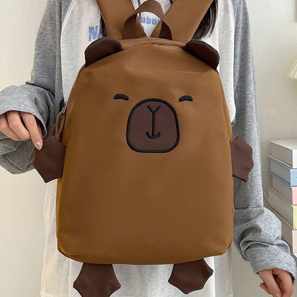 Korean Style Capybara School Bag Large Capacity Cartoon Students Book Bag  Outdoor