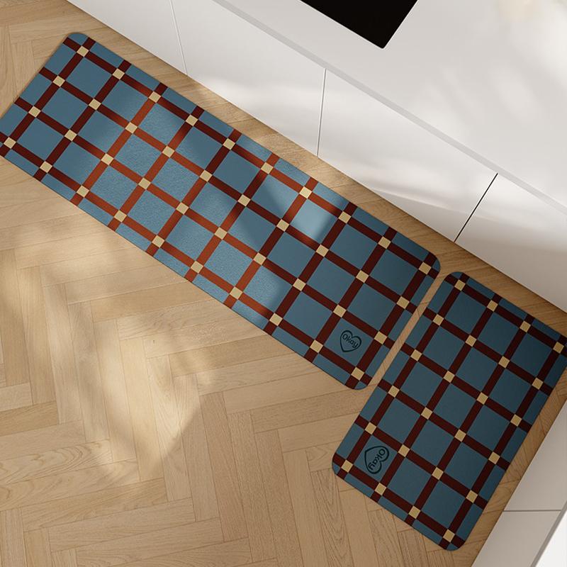 Kitchen Floor Mat PVC Leather Striped Carpet Anti-slip Oil-proof Waterproof Rug Long Strip Decorative Mats Alfombra De Cocina