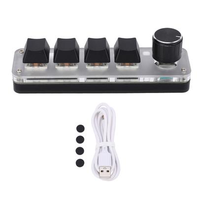 One Handed Mechanical Keyboard 4 Key with Adjustable RGB DIY Programmable Keypad for Office Gaming