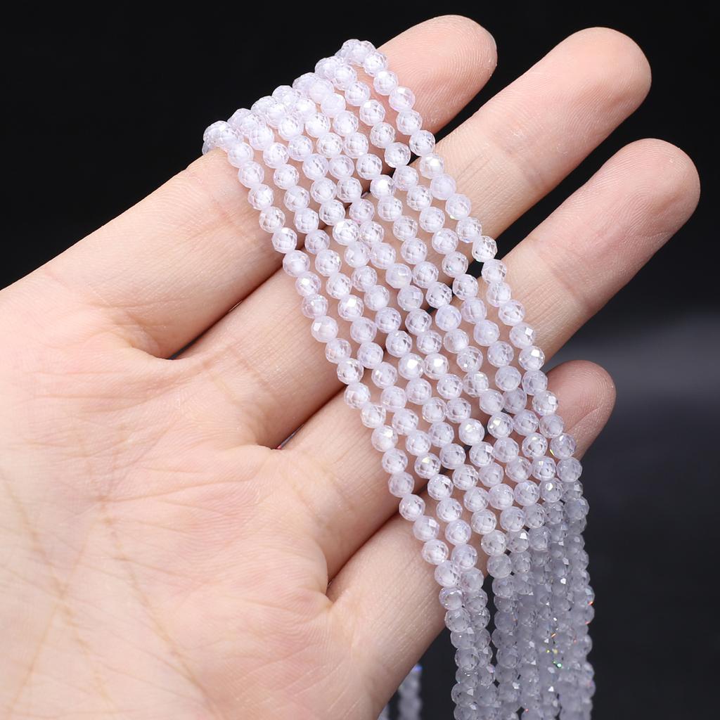 Facettierte Perlen aus Naturstein, Zirkon, kleine Perlen, 3 mm, Charms für Schmuckherstellung, DIY-Halskette, Armband, Ohrringe, Zubehör