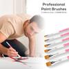 6 Pcs Flat Head Painting Brushes Set Nylon Hair Pink Short Rod Artist Brush for Oil Acrylic Watercolor Gouache Art Supplies