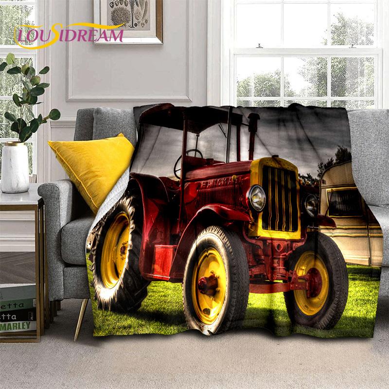 Truck Car 3D Series Retro Tractor HD Blanket,Soft Throw Blanket for Home Bedroom Bed Sofa Picnic Travel Office Cover Blanket Kid