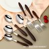 304 Stainless Steel Western Tableware Knife Fork Spoon Dessert Fork Spoon Solid Wood Handle Fork Spoon Steak Knife Restaurant