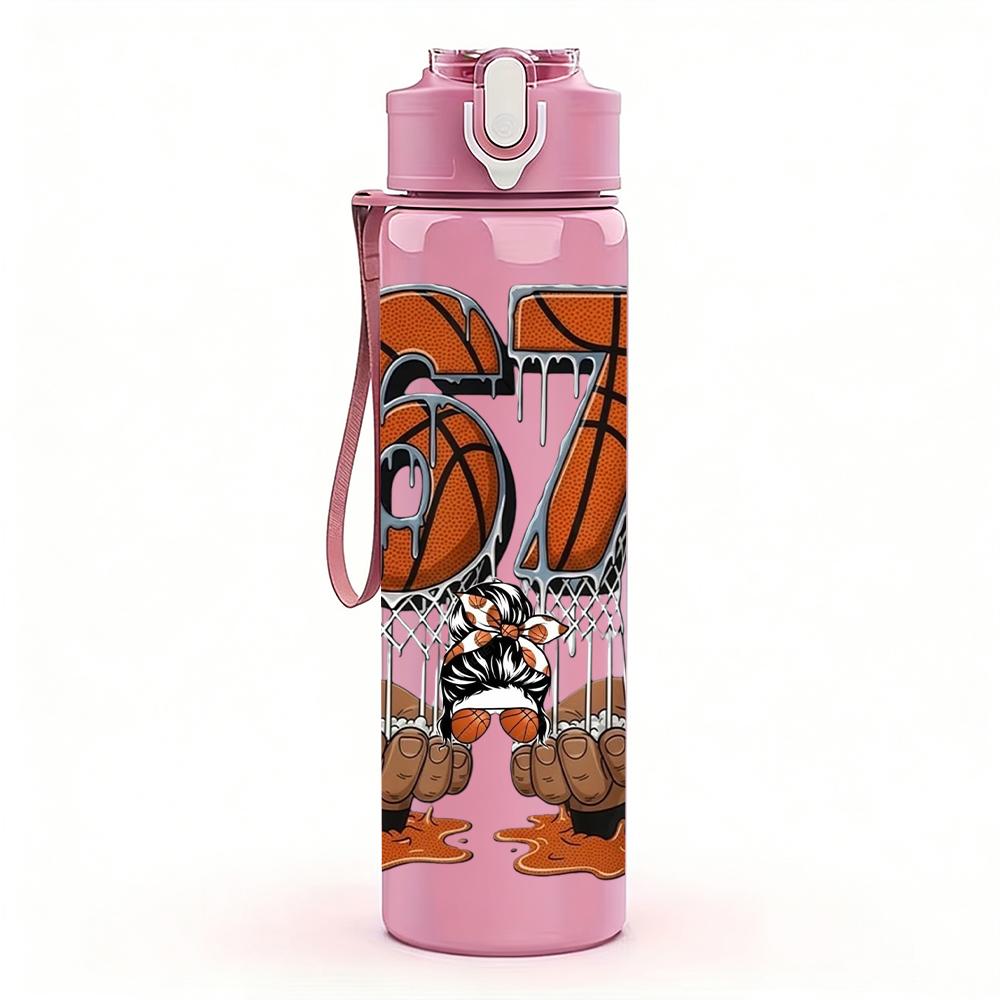 1PC Number 67 Basketball Jersey 750ml Color Plastic Sports Water Bottle Leakproof Flip Straw Lid Suitable for Sports Office Home Use