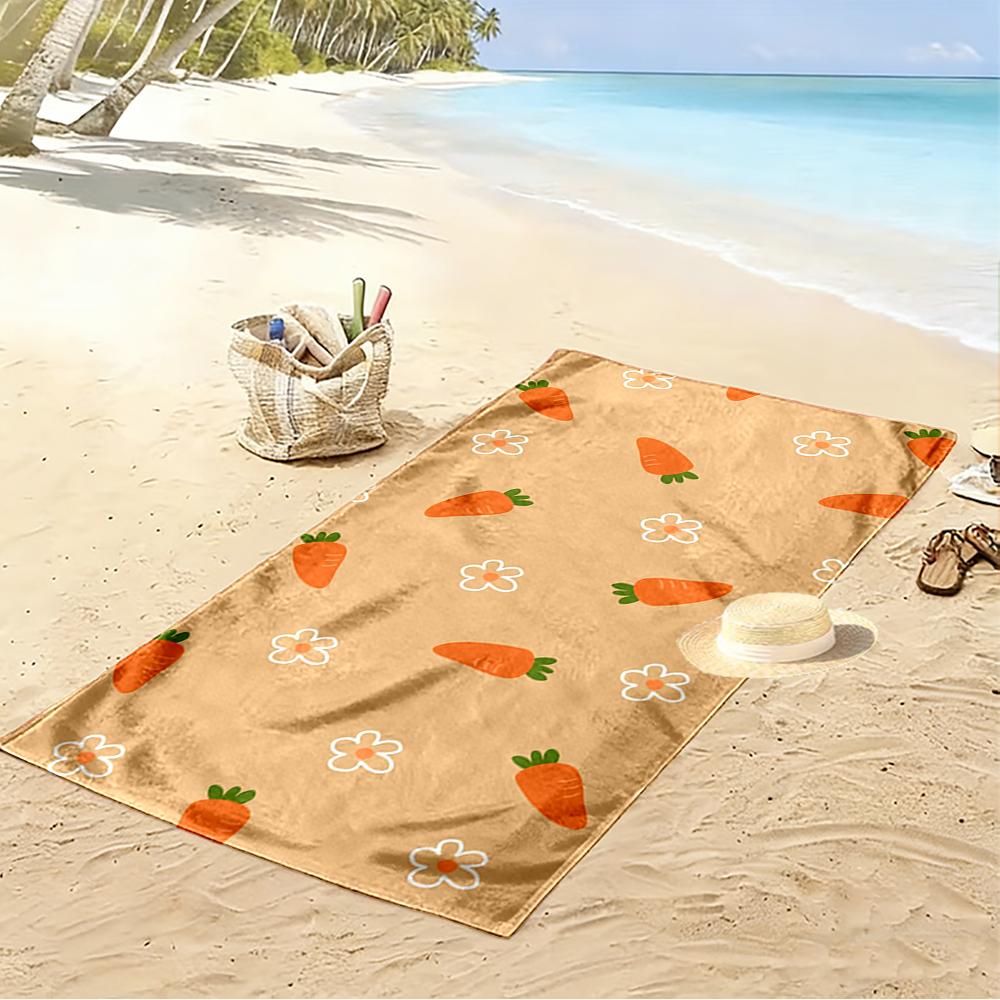 Carrot and Flower Pattern Design Beach towel quick-drying for travel outdoor sports jogging beach and swimming