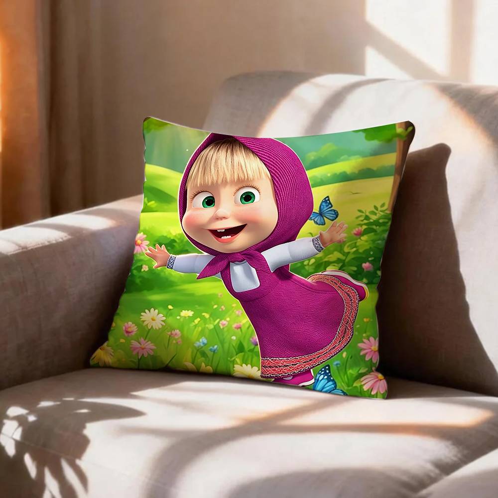 CUTE MMasha And BBears Pillow Case Pattern Printed Pillowcase For Living Room Sofa Cushion Cover