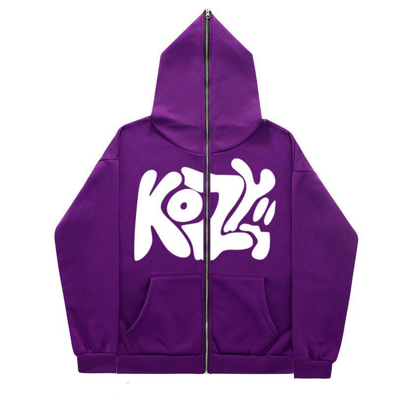 2025 American Style Oversized Autumn Winter Full Zip Fleece Hoodie Cardigan