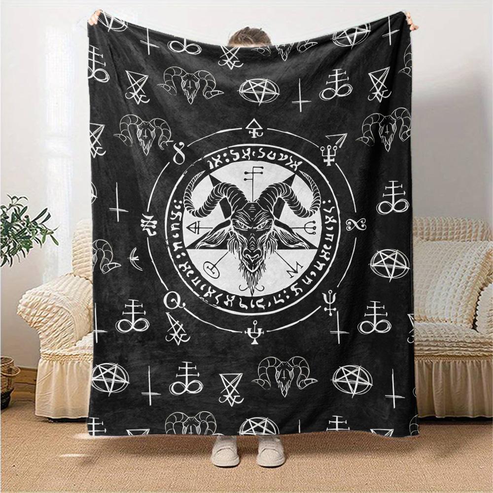 Satan Print Flannel Blanket High Quality Warm Comfortable Cover for All Seasons Perfect for Gifts Home Decor
