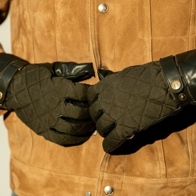 DENTS Bruton Touchscreen Men's Leather Gloves - Olive