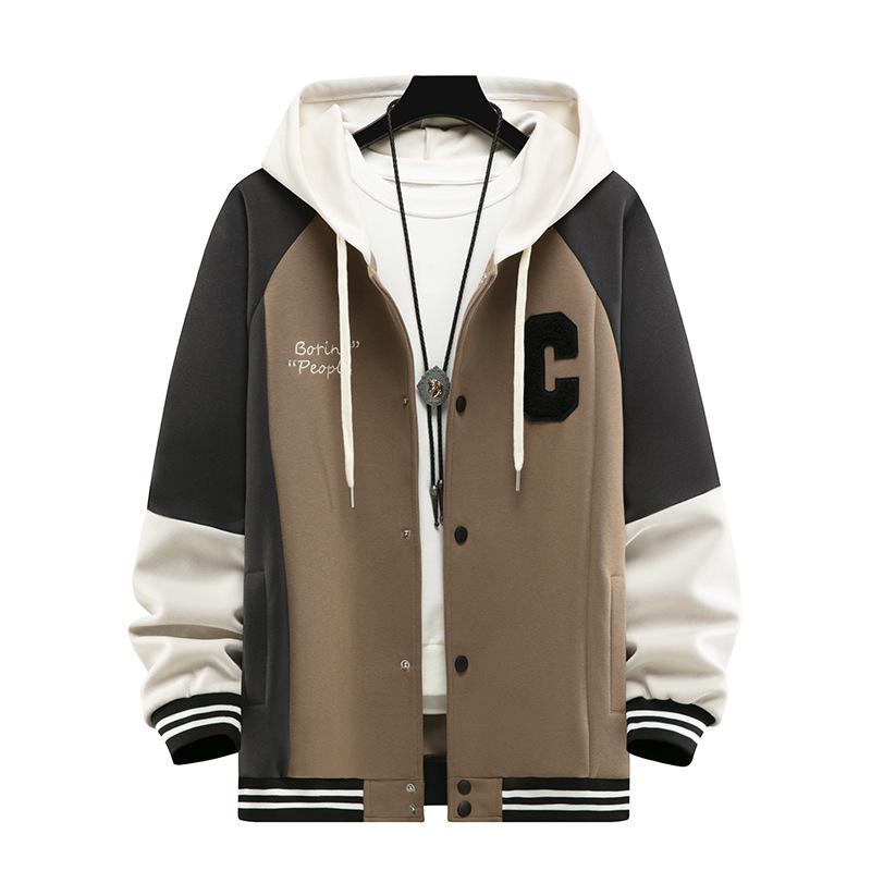 Youth Hooded Jacket for Teens - Spring/Autumn Color Block Cardigan Sweatshirt