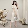 2026 Summer White Short Sleeve Maternity Wear: Simple, Loose, and Slimming Design