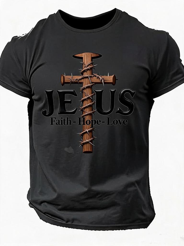 Unisex T-shirt Mens Christian Faith Cross T Shirt 3d Screw Cross Design the Way Scripture Graphic Print 100 Cotton