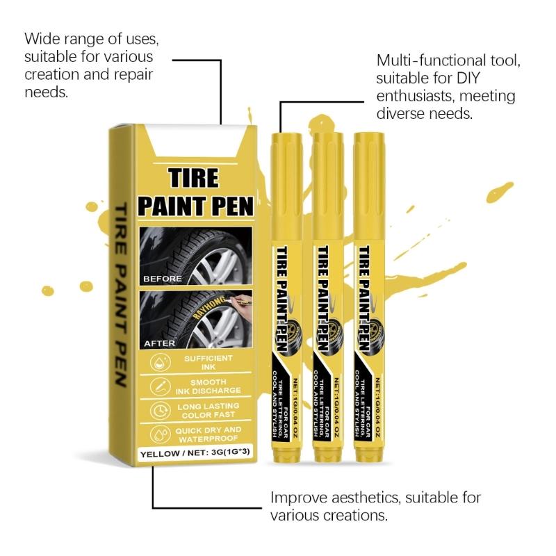 15Pcs Yellow Tire Paint Pen Quick Drying Water Resistant Yellow Tire Marker Pen For Car Tire Lettering Scratch Repair