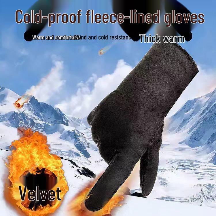 Newcomer Special: One-Piece Leather & Fur Winter Fleece-Lined Gloves, Extra Thick & Warm Sheepskin, Cold-Proof for Riding.