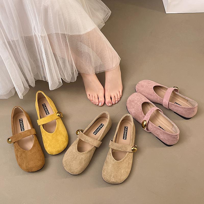 Fashion Shoes Woman Flats Shallow Mouth Soft Dress Golden Summer Retro Spring Mary Janes Summer Shoes Ladies Soft Female Footwear Shallo