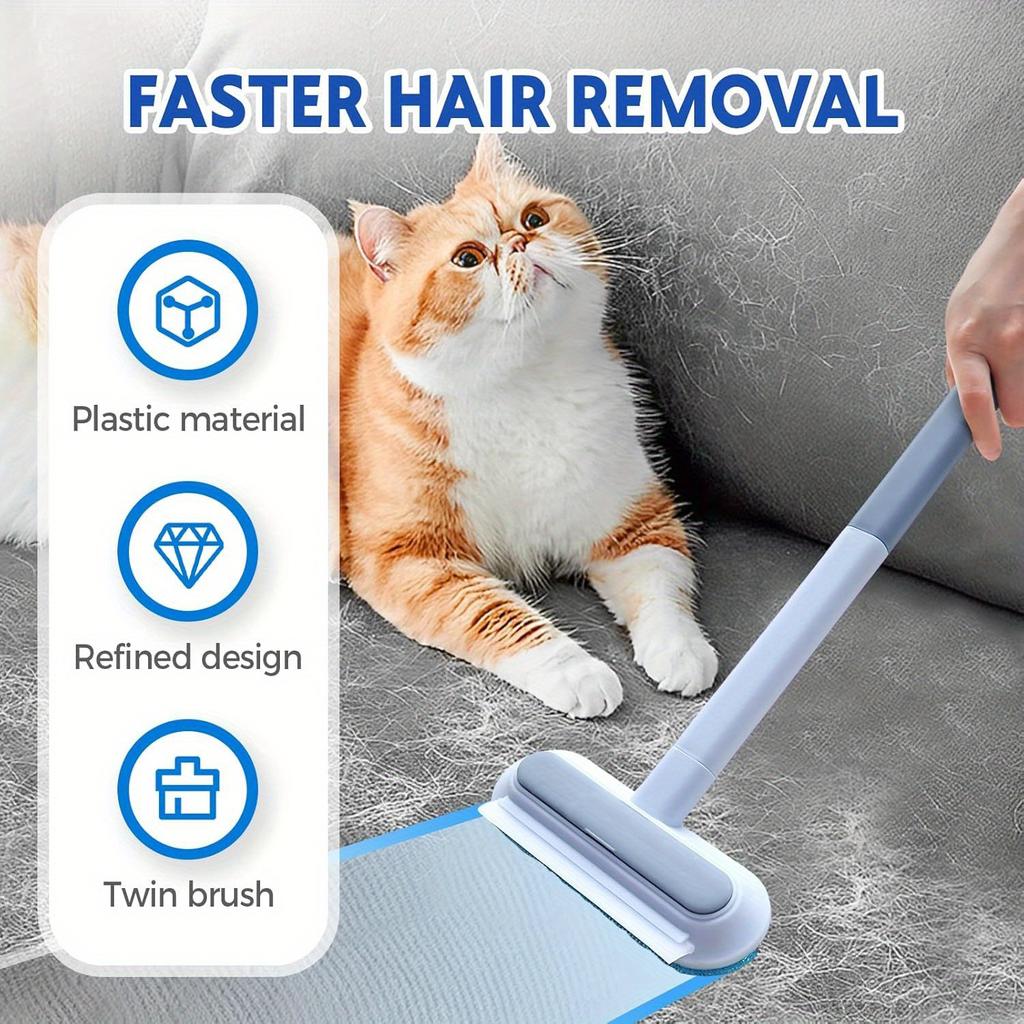 4 In 1 Pet Hair Removal Tool for Couch Carpet, Multifunctional Double Sided Dogs Cats Hair Removal Brush, Reusable Cleaning Brush for Window