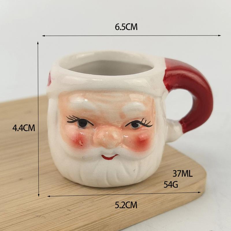 Christmas Santa Ceramic Water Cup Mini Cute Holiday Gift Cup Personalized American Coffee Cup European Style 37ML