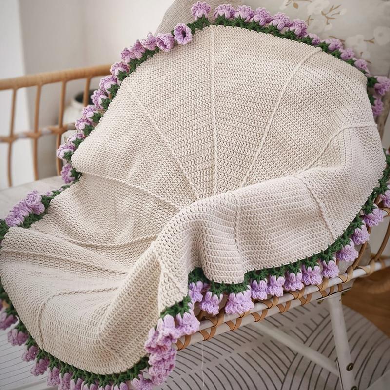 Handmade Wool Diy Bouquet Blanket Crochet Blanket Gift For Mother,Girlfriend,Sofa Blanket Surprise Flower Bouquet