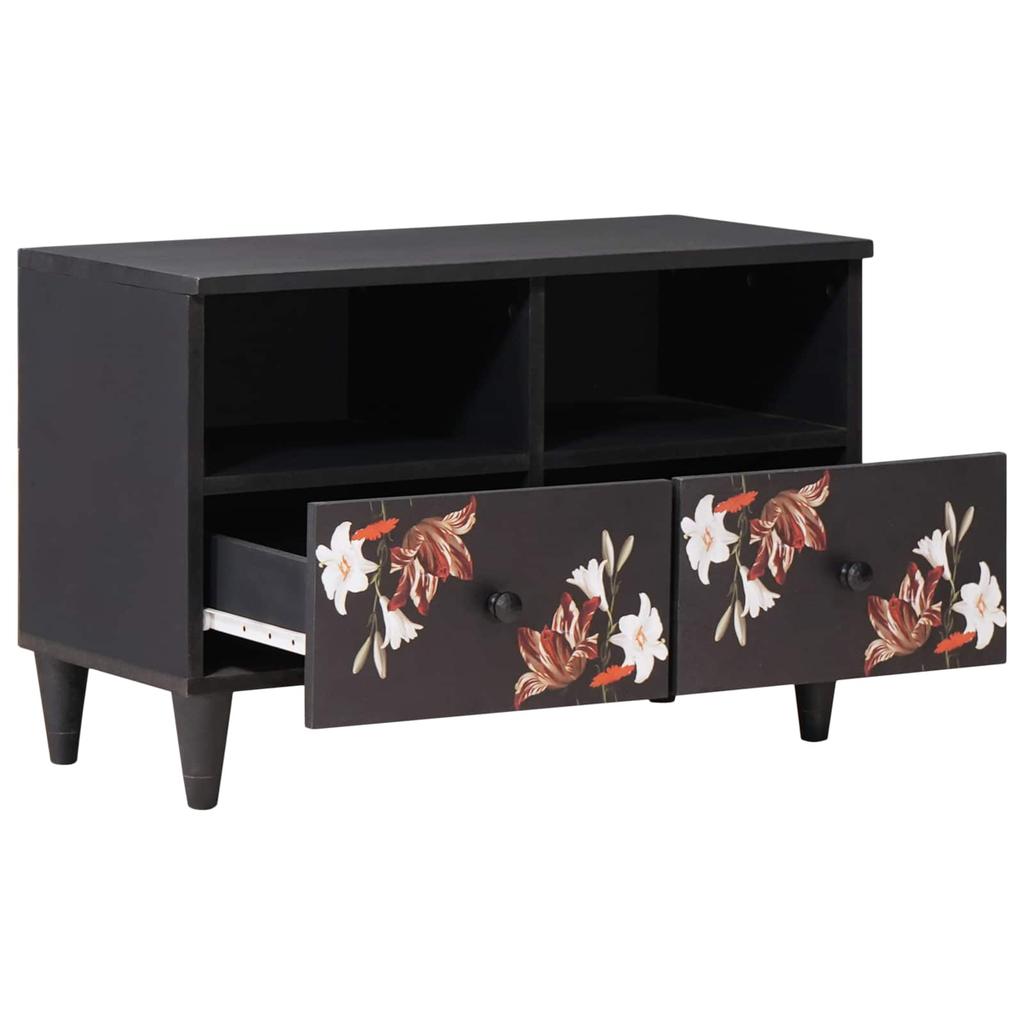 Media Storage Cabinet Multicolored 70 X 33.5 X 46 Cm Solid Mango Wood