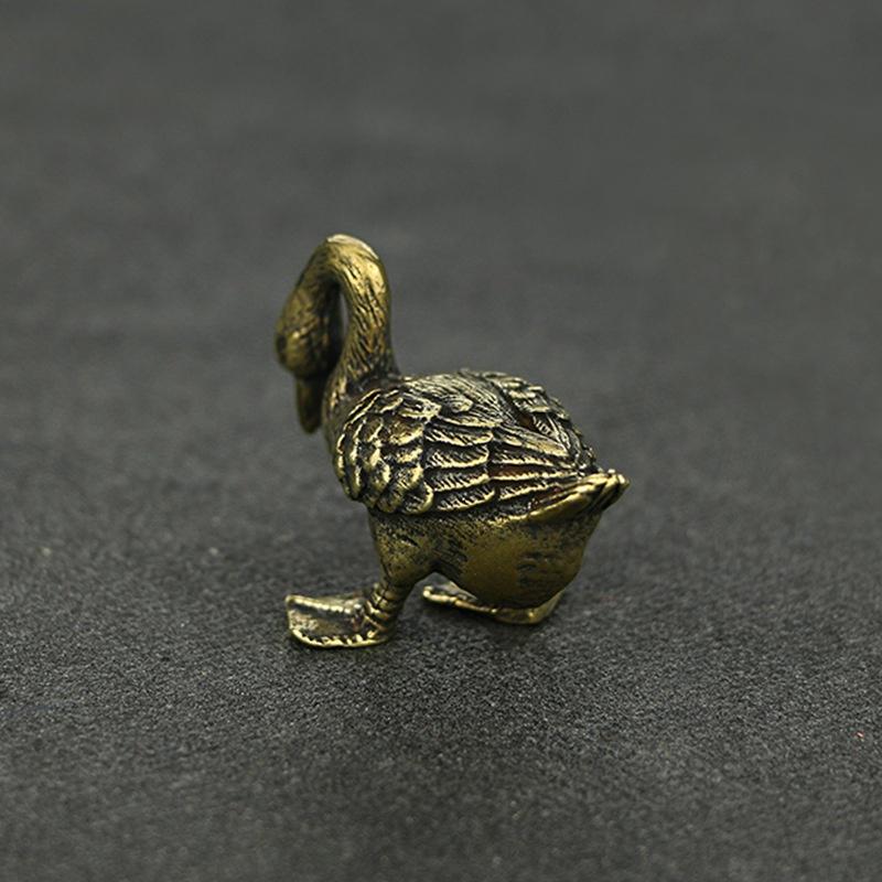 Mini 2pcs Cute Brass Goose Vintage Animal Statue Metal Figure Props Home Office Desk Decor Ornament