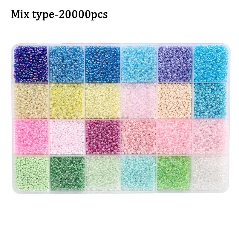 Kit de perles de rocaille colorées 2 mm Petites perles de verre Ensemble de perles lettres acryliques Avec boîte organisatrice Pour la fabrication de bijoux Collier Bracelet DIY
